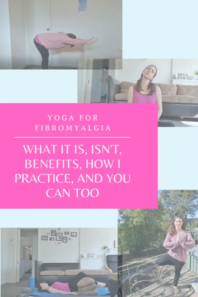 yoga for chronic pain and fatigue. woman practicing gentle yoga with fibromyalgia
